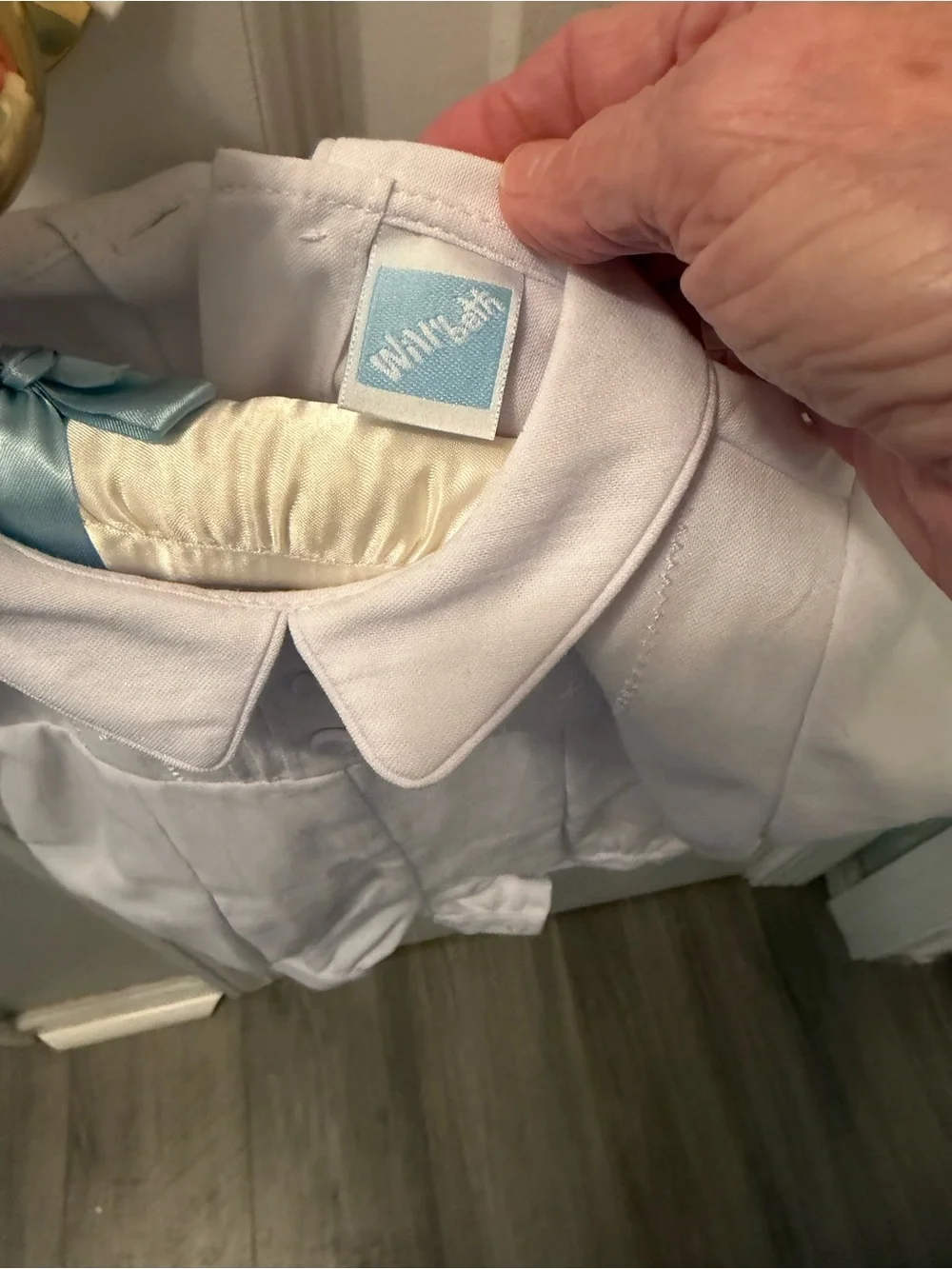 Will’Beth infant boys white romper, size 3-6 months NWT
